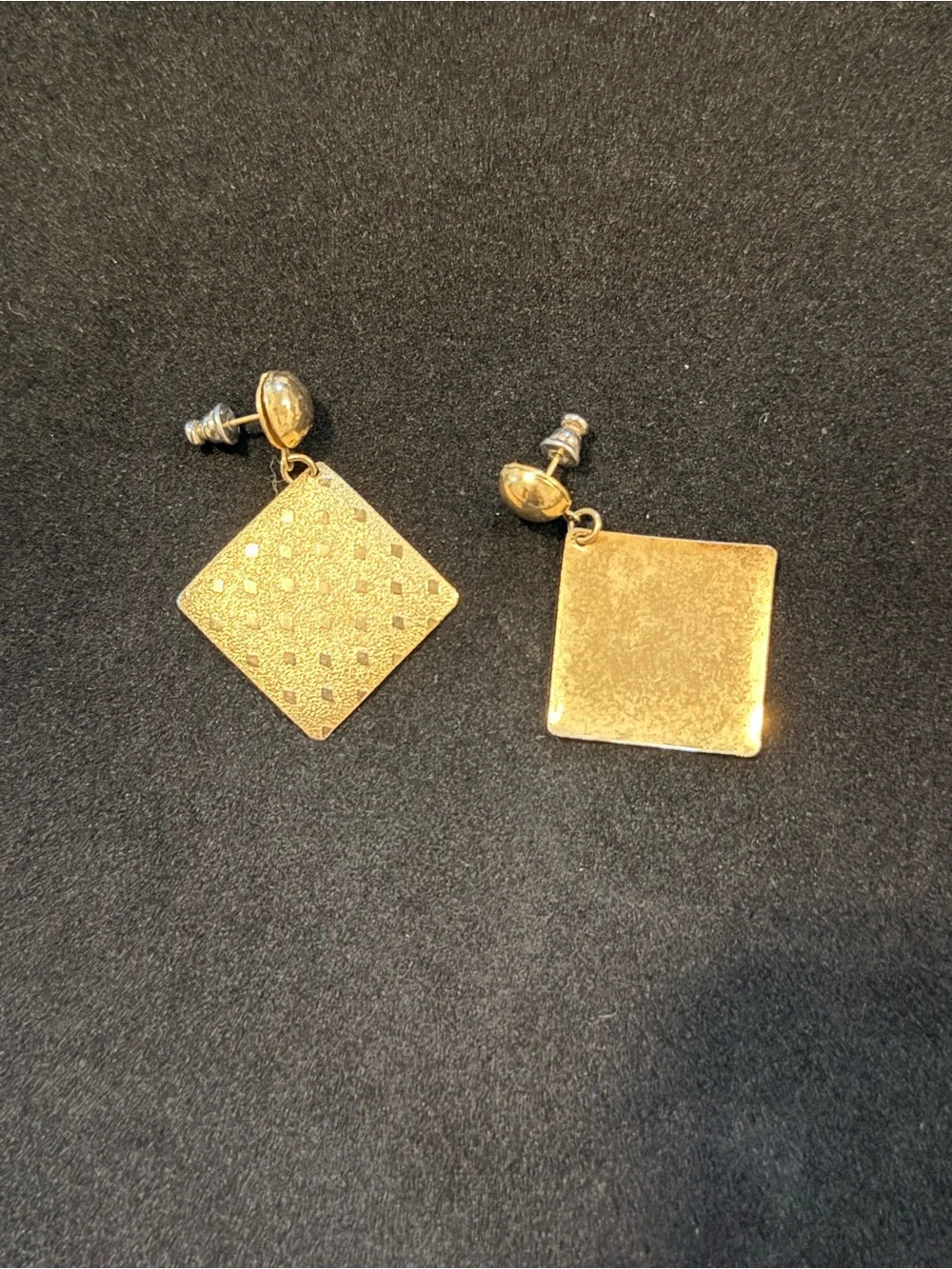 Gold-Tone Diamond, Textured Drop Earrings - Women Jewelry